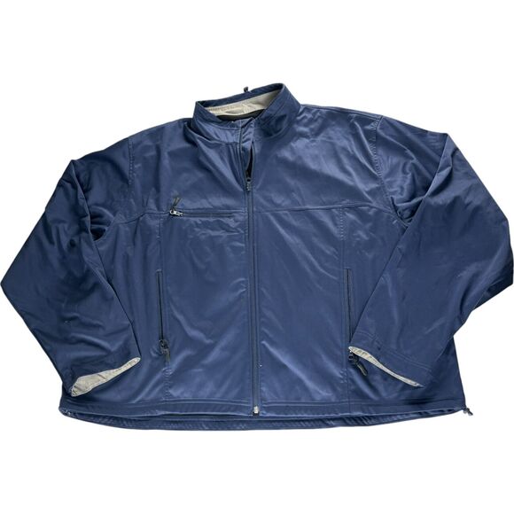 Turfer Athletic Mens Windbreaker Jacket Navy Blue 3XL Polyester Full Zip Solid - Picture 1 of 7